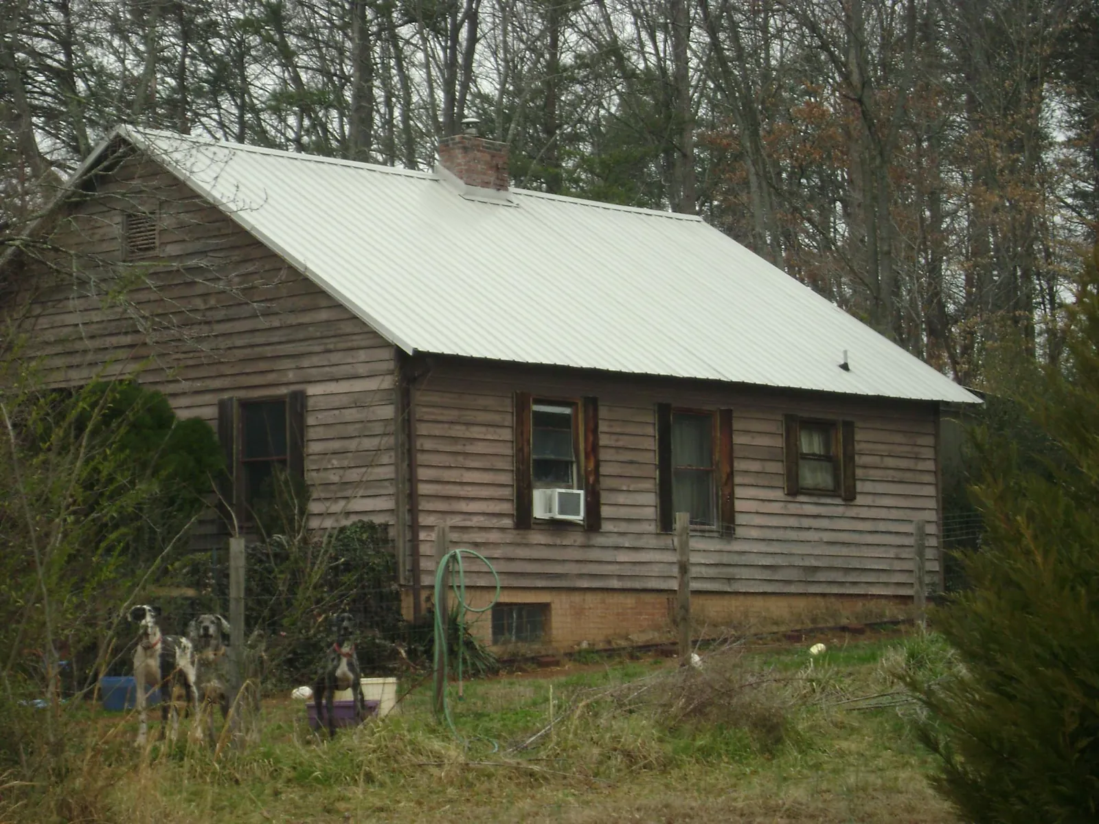 White metal roof on an old wood sided farmhouse, from a Asphalt Shingle Roof Repair job in Gardena